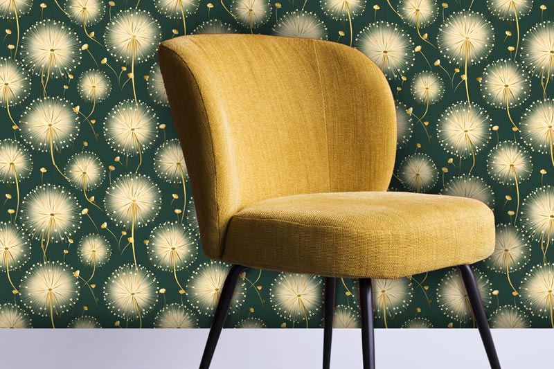 Dandelion Puffs On Green Peel and Stick Wallpaper