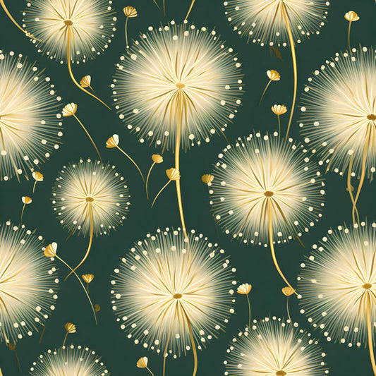 Dandelion Puffs On Green Peel and Stick Wallpaper