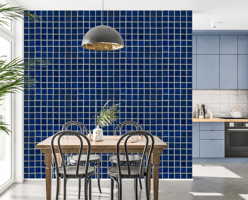 Dark Blue Tile Peel and Stick Wallpaper
