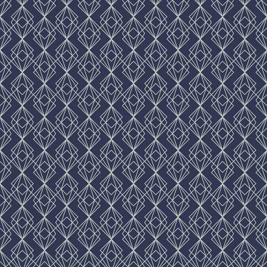 Dark Blue Multi Diamond Art Deco Peel and Stick Wallpaper