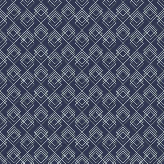 Diamonds Dark Blue Art Deco Peel and Stick Wallpaper