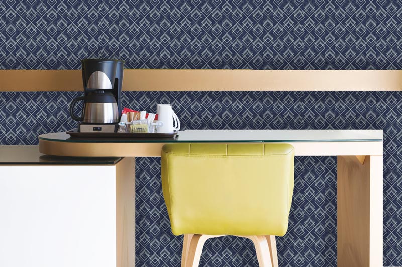 Diamonds Dark Blue Art Deco Peel and Stick Wallpaper