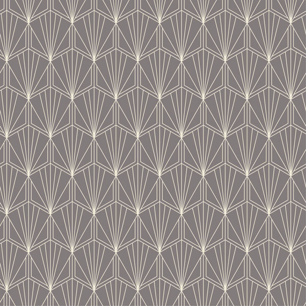 Gray Hexagons with Fans Art Deco Peel and Stick Wallpaper