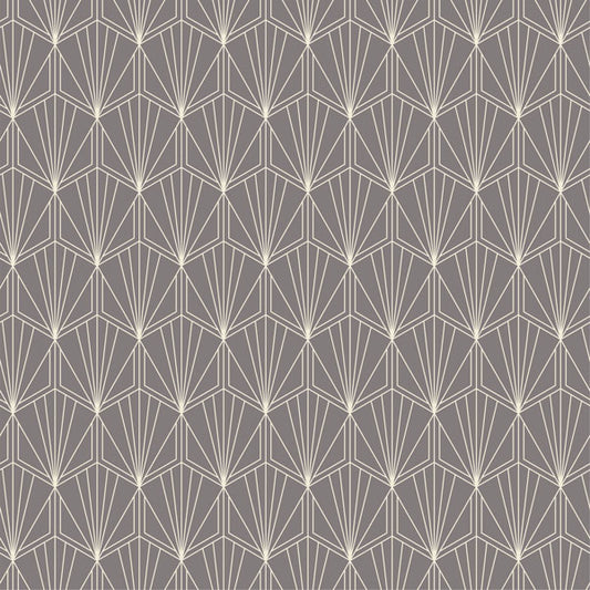 Gray Hexagons with Fans Art Deco Peel and Stick Wallpaper