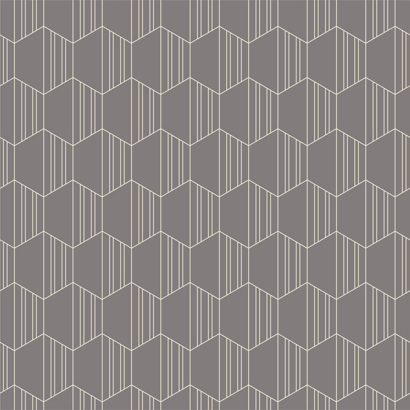 Hexagons with Stripes on Gray Art Deco Removable Wallpaper