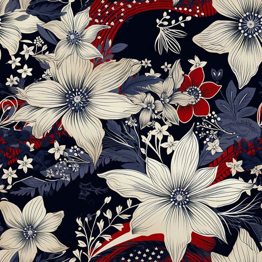 Patriotic Flowers Peel and Stick Wallpaper