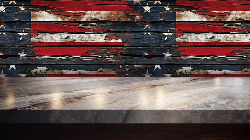 Tattered US Flag on Wood Removable Wallpaper