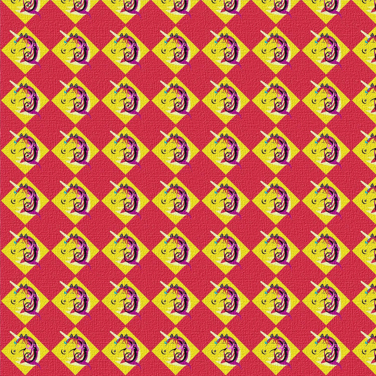 Unicorn Diamond Pattern Yellow & Red Textured Peel and Stick Wallpaper