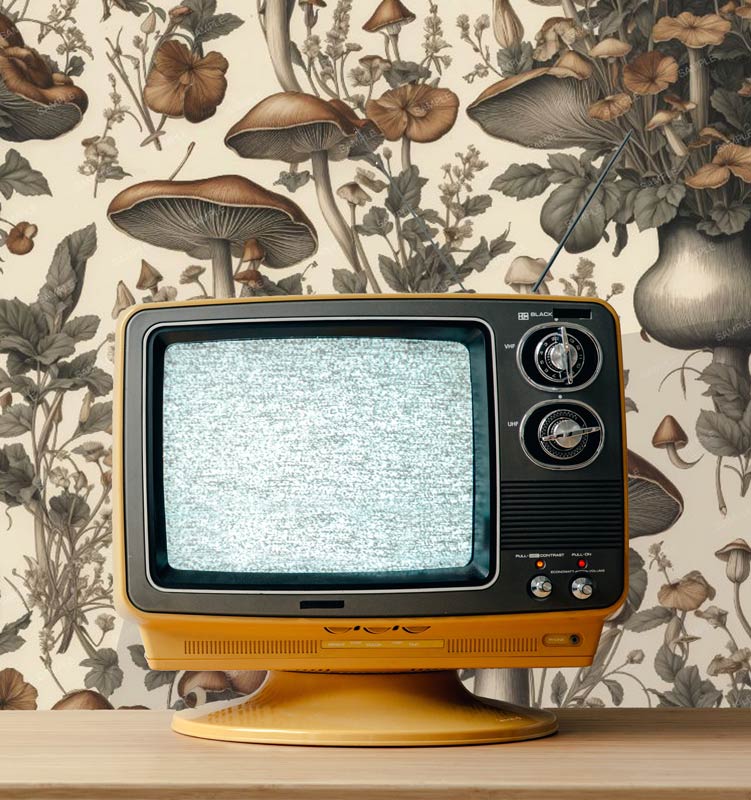 Vintage Magic Mushrooms Peel and Stick Wallpaper