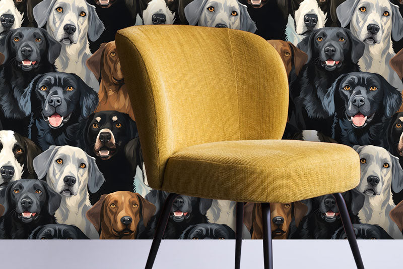 Watercolor Dogs wallpaper pattern on wall in veterinary office