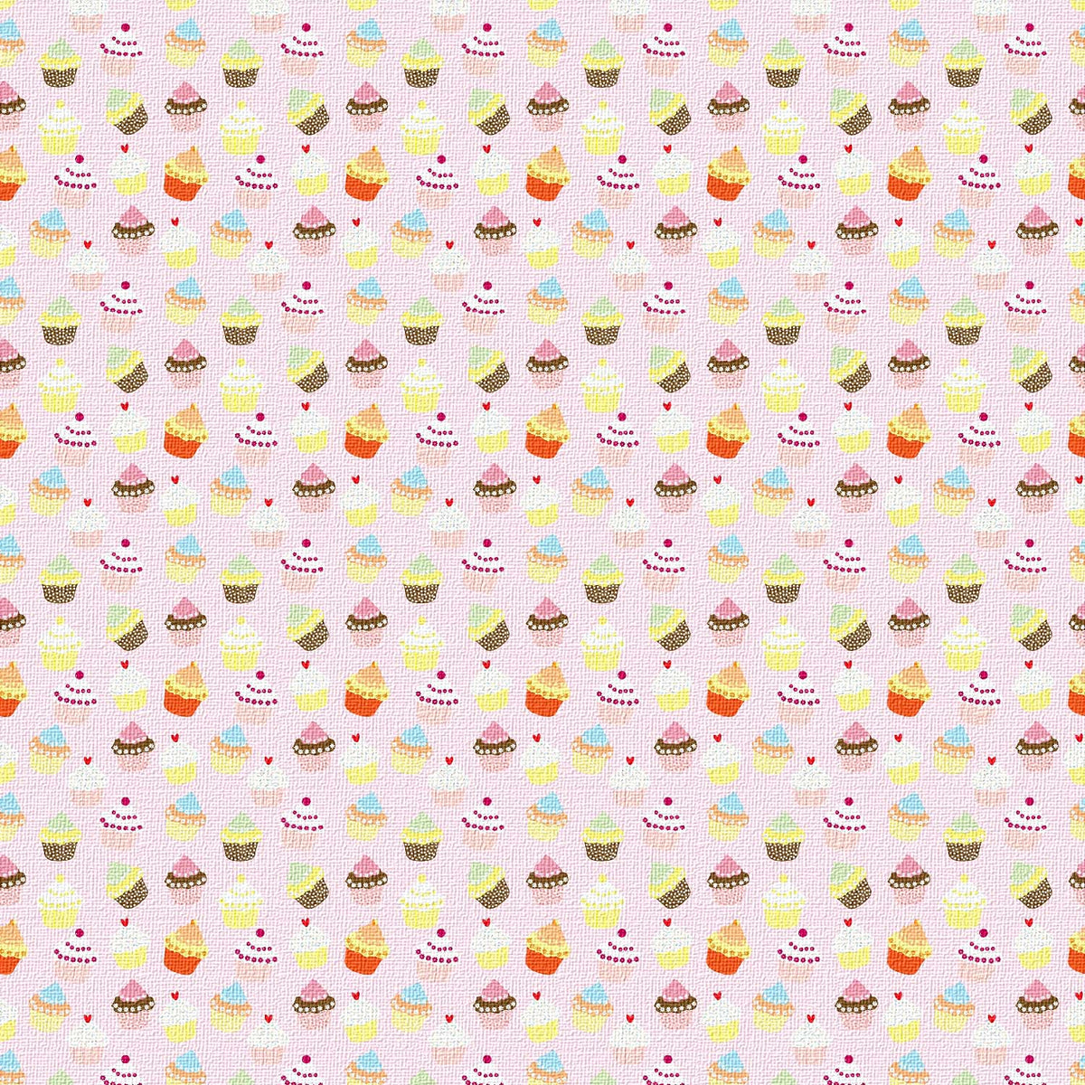 Textured Yummy Cupcakes on Pink Peel and Stick Wallpaper