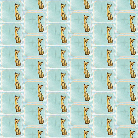 Siamese Cat Light Blue Back Peel and Stick Wallpaper