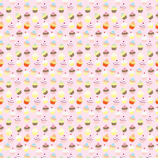 Yummy Cupcakes on Pink Peel and Stick Wallpaper