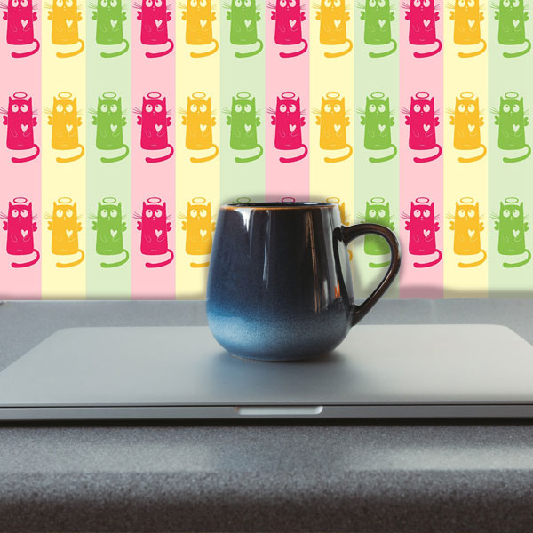3 Color Cat Angelic Peel and Stick Wallpaper office