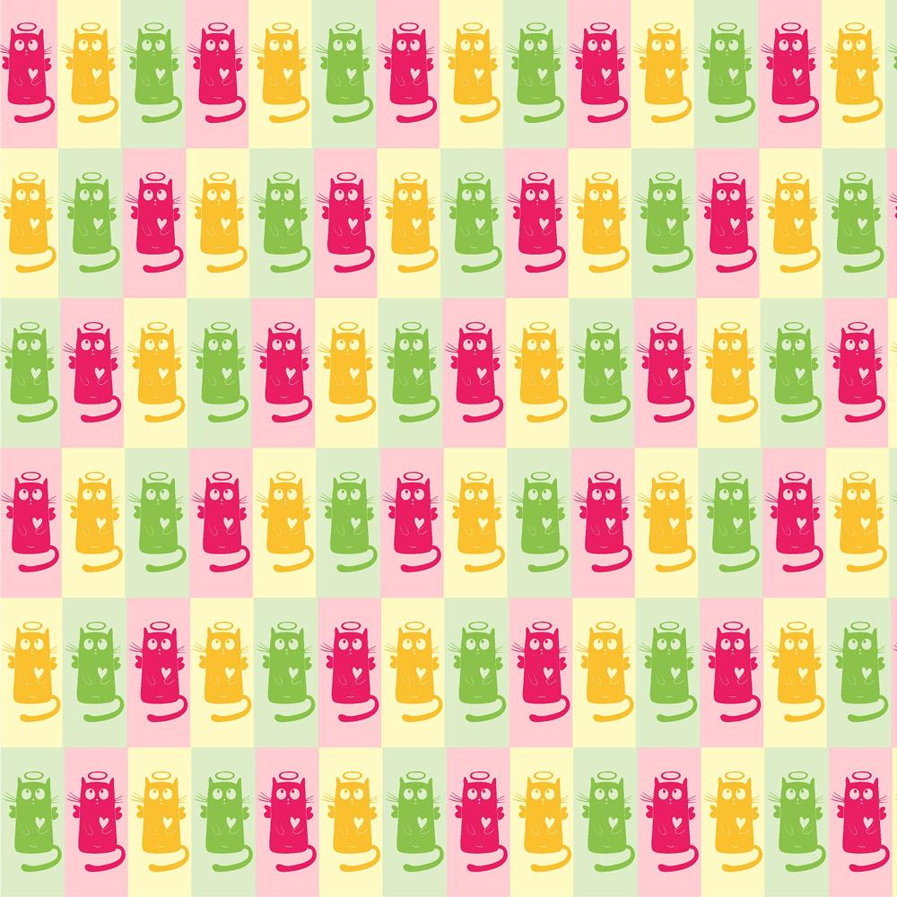 3 Color Cat Angelic Peel and Stick Wallpaper Offset