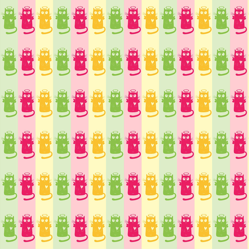 3 Color Cat Angelic Peel and Stick Wallpaper