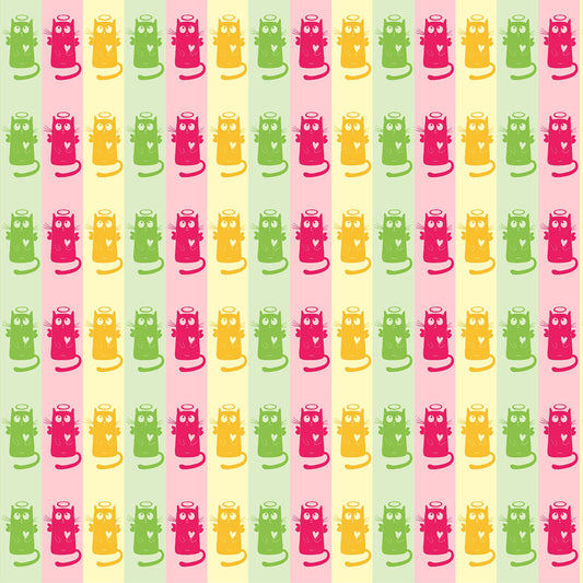 3 Color Cat Angelic Peel and Stick Wallpaper