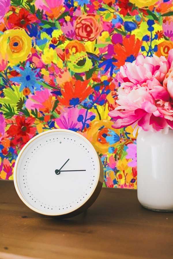 Acrylic Flower Painting Floral Peel and Stick Wallpaper living room