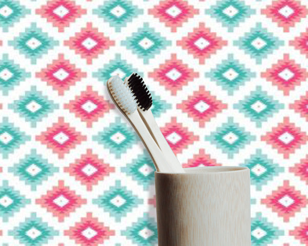 Aztec Pattern Peel and Stick Wallpaper bathroom