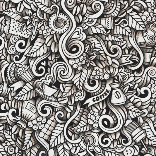 Coffee Beans Abstract black and white Peel and stick Wallpaper