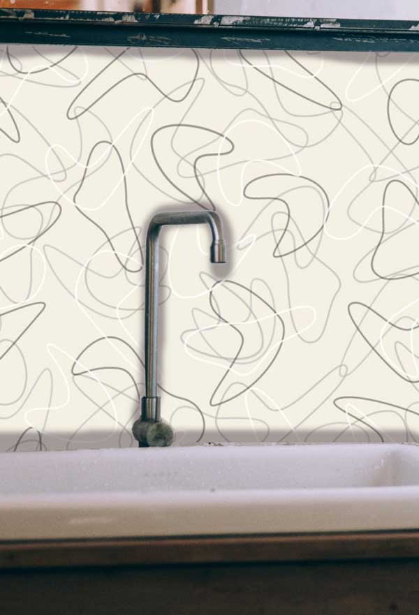 Fat City mid century modern peel and stick wallpaper bathroom