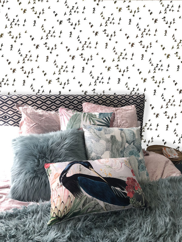 Flock-of-Birds-Black-and-White-Peel-and-Stick-Wallpaper-bedroom