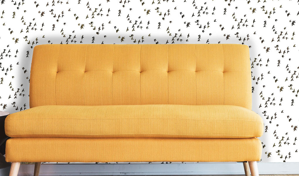 Flock-of-Birds-Black-and-White-Peel-and-Stick-Wallpaper-couch