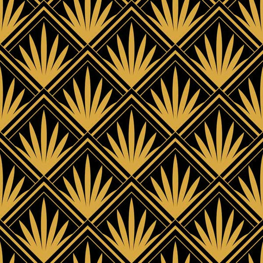 Agave Black Art Deco Wallpaper Peel and Stick