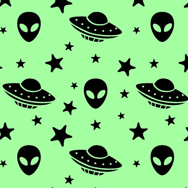 Aliens Vinyl Peel and Stick Wallpaper green and black