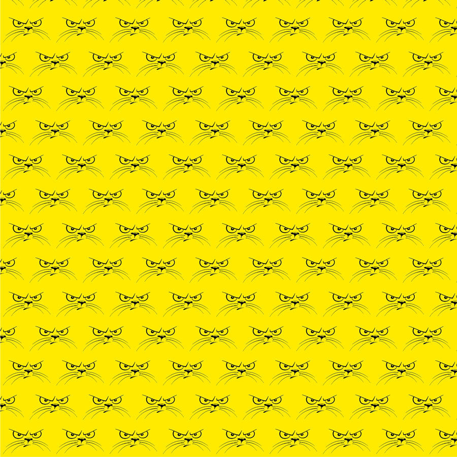 Angry Cartoon Cat Yellow Peel and Stick Wallpaper