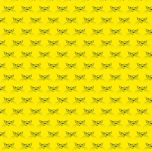 Angry Cartoon Cat Yellow Peel and Stick Wallpaper