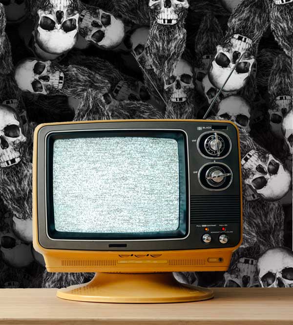 Bearded Skulls Black and White Peel and Stick Wallpaper