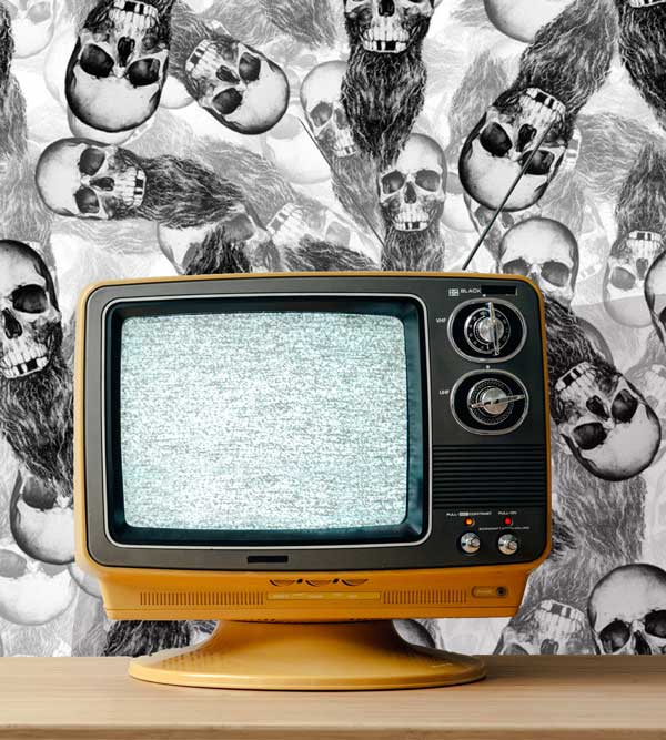 Bearded Skulls Black and White Peel and Stick Wallpaper