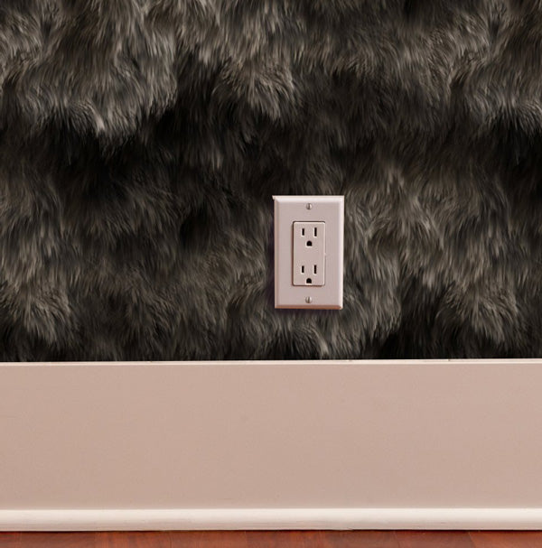 Black Bear Fur Peel and Stick Wallpaper living room