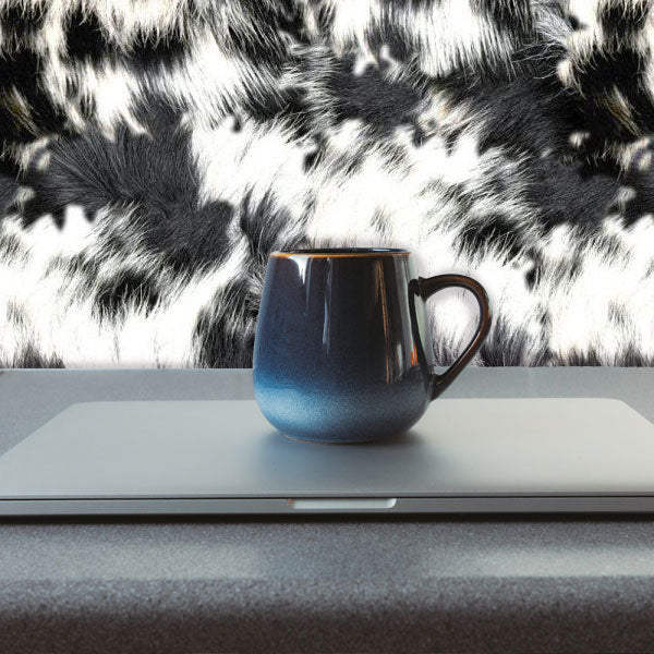 Black Longhorn Cow Print Peel and Stick Wallpaper long hair office