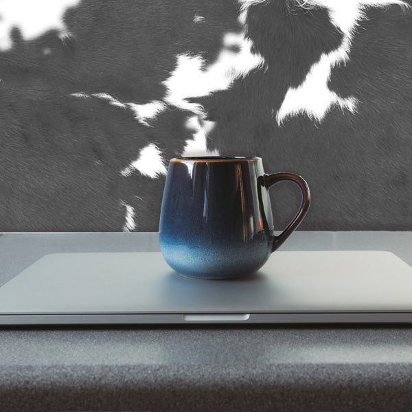 Black Longhorn Cow Print Peel and Stick Wallpaper short hair office