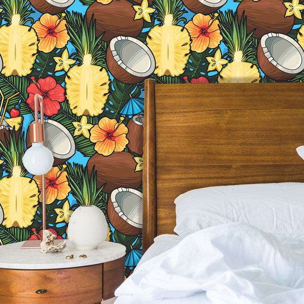 Cocktail Tropical Peel and Stick Wallpaper bedroom