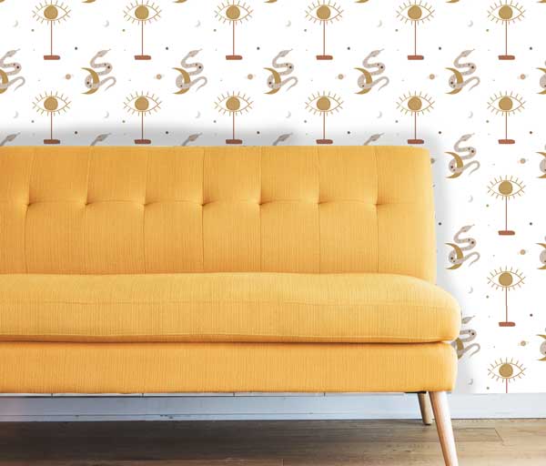 Snakes Eyes minimalist peel and stick wallpaper Livingroom