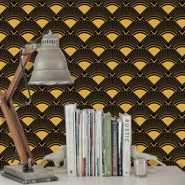 Fan Art Deco Wallpaper Peel and Stick Office