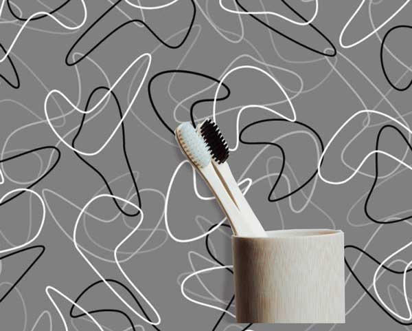 Fat City mid century modern peel and stick wallpaper bathroom