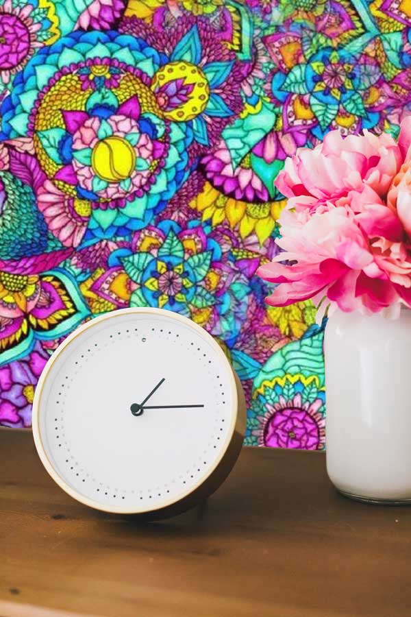 Hippy Sunflower Crazy Floral Peel and Stick Wallpaper office