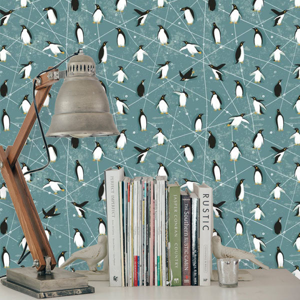 Penguins Abstract Peel and Stick Wallpaper Office