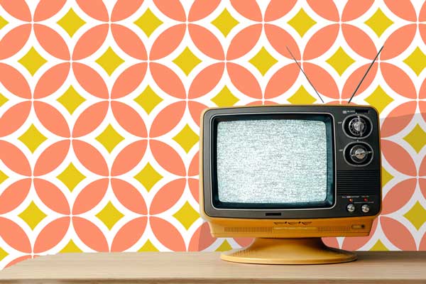 Pink diamonds mid century modern peel and stick wallpaper pink and yellow living room