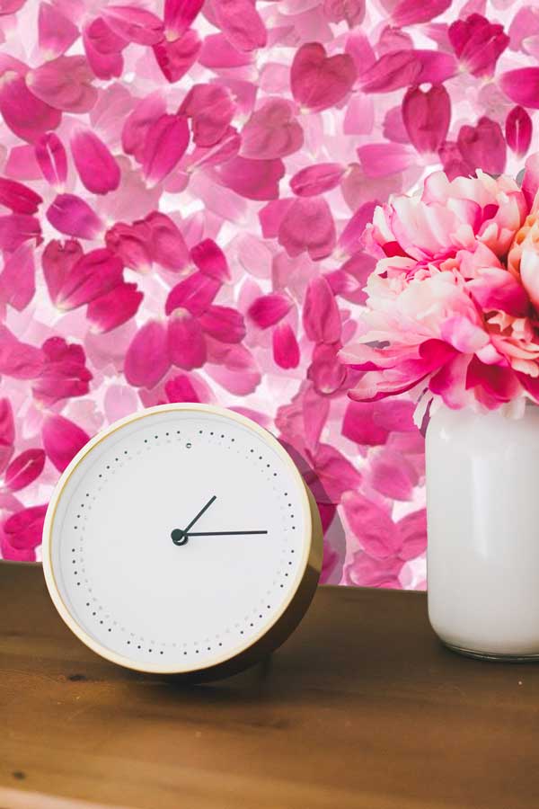 Pink Flower Petals Floral Peel and Stick Wallpaper living room