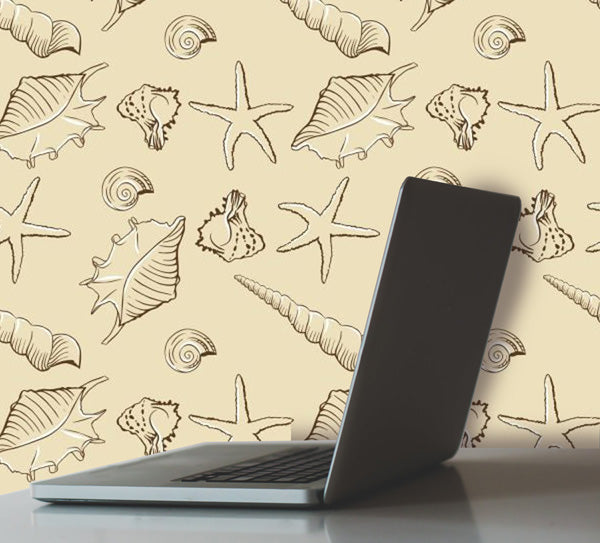 Seashells Vintage Peel and Stick Wallpaper office