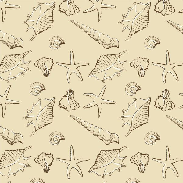 Seashells Vintage Peel and Stick Wallpaper