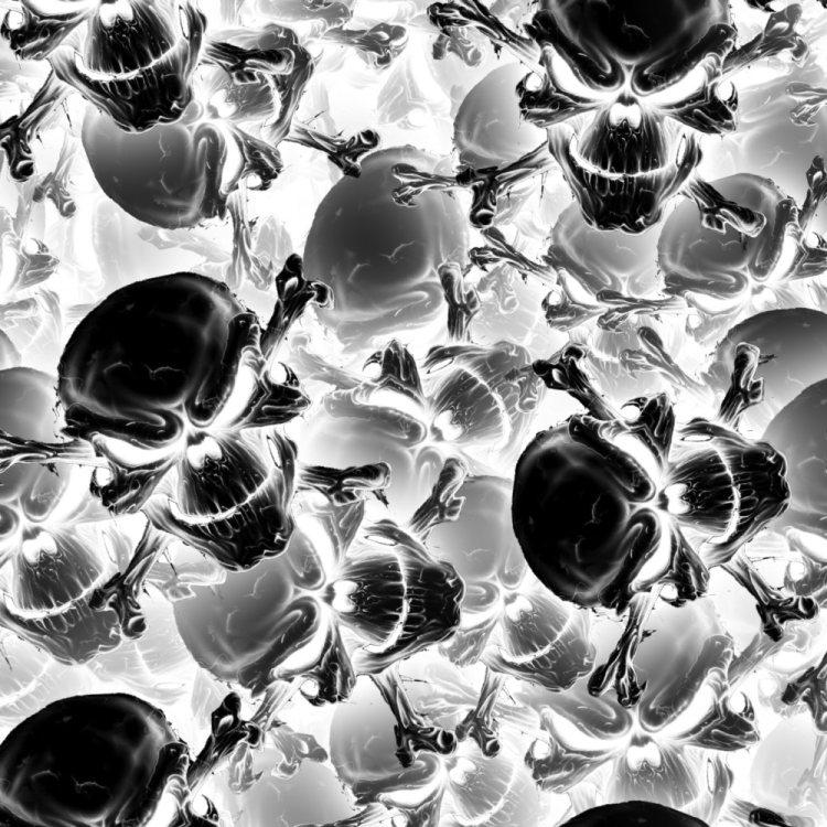 Skull & Cross Bones Black and White Peel and Stick Wallpaper-black-on-white