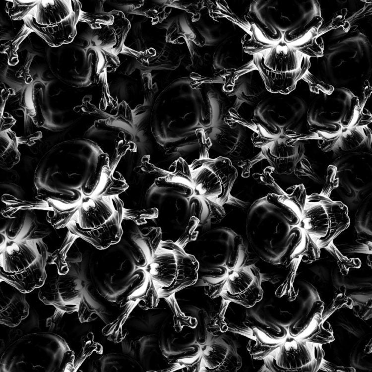 Skull & Cross Bones Black and White Peel and Stick Wallpaper-black-on-black