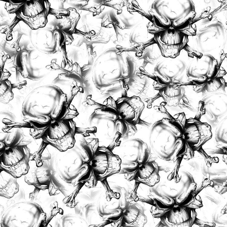 Skull & Cross Bones Black and White Peel and Stick Wallpaper white one white