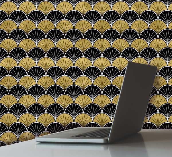 Small Fans Art Deco Peel and Stick Wallpaper office